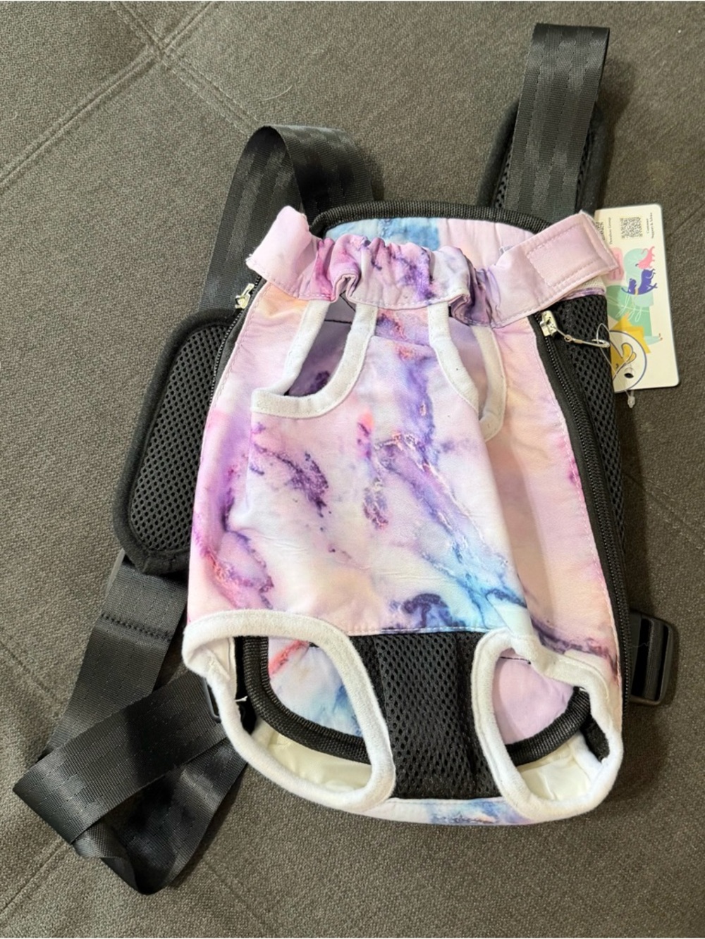 Pastel Marble Dog Carrier Backpack - Pink & Purple